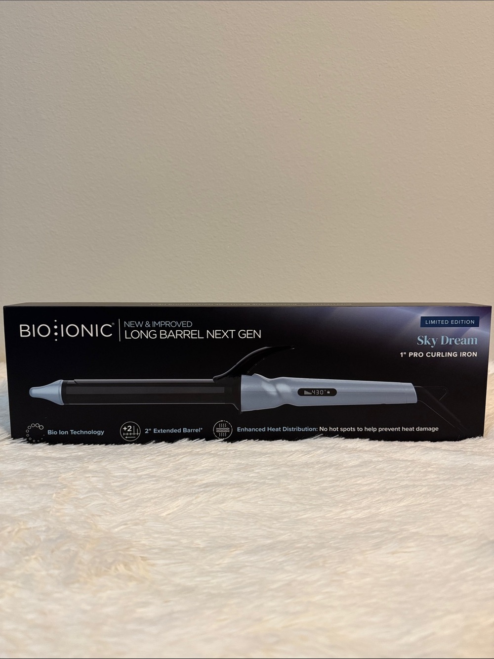 BIO IONIC New & Improved Long Barrel Next Gen 1" Pro Curling Iron Sky Dream